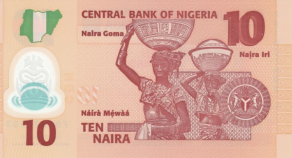 P39j Nigeria 10 Naira Year 2019